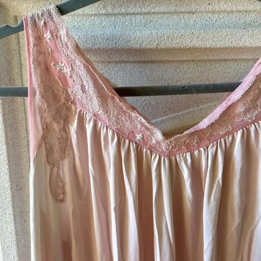 Vintage Nylon Swing Nightgown with Lace Trim